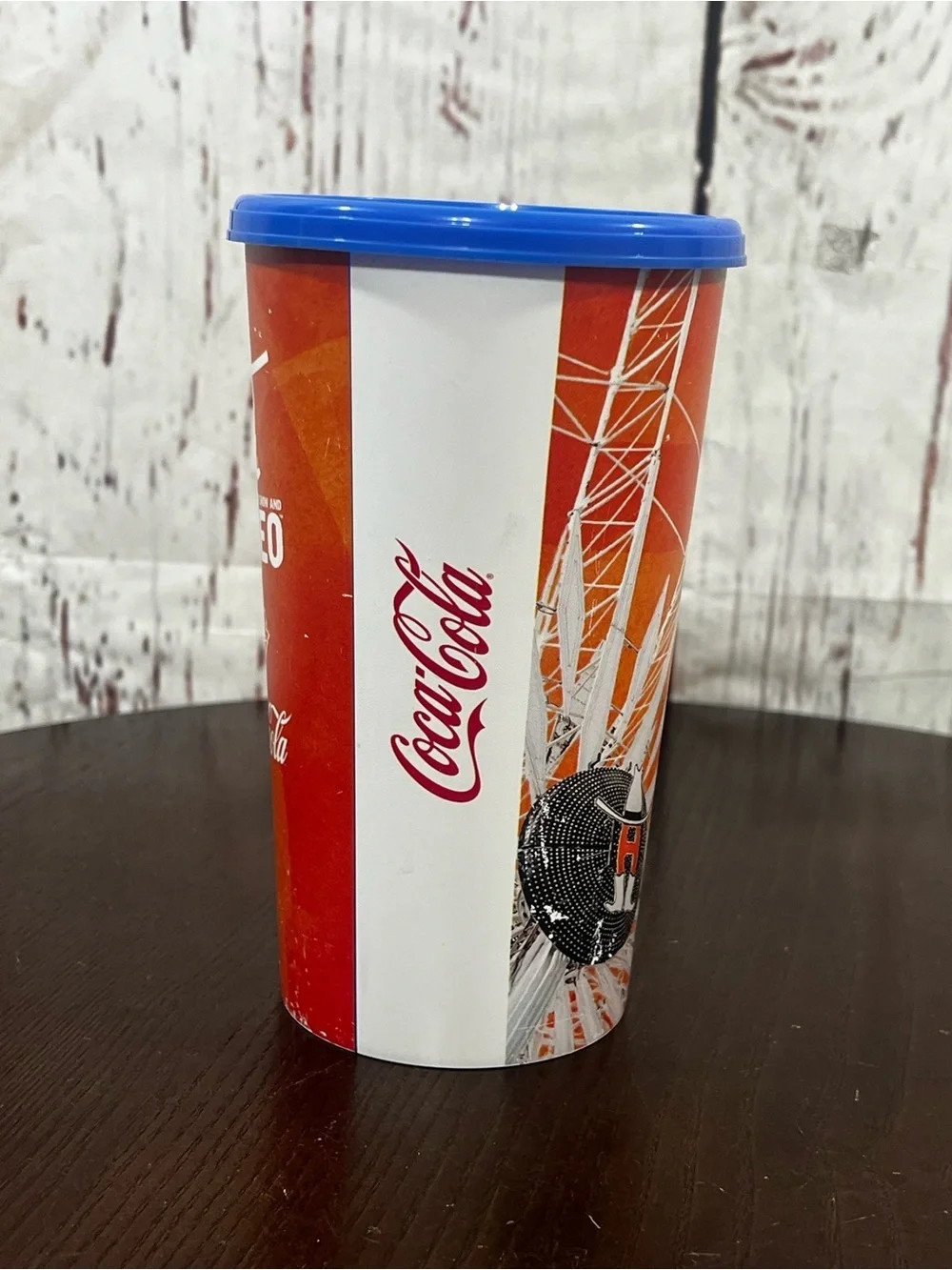 Houston Livestock Show & Rodeo 2026 Souvenir Container in Orange with Blue Lid